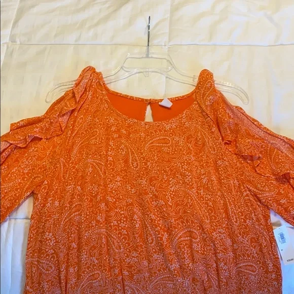 Old Navy Orange Paisley Open Shoulder Dress - Picture 11 of 13